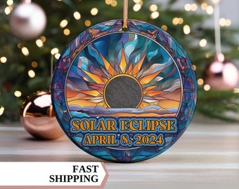 Sonnenfinsternis 2024 Ornament, totale Sonnenfinsternis Ornament, Sonnenfinsternis Schmuck, Sonnenfinsternis Schmuck, Weihnachtsgeschenk, himmlisch, Sonnenfinsternis Souvenir Geschenk