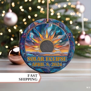 Solar Eclipse 2024 Ornament, Total Eclipse Ornament, Eclipse Keepsake, Eclipse Bauble, Holiday Gift, Celestial, Solar Eclipse Souvenir Gift