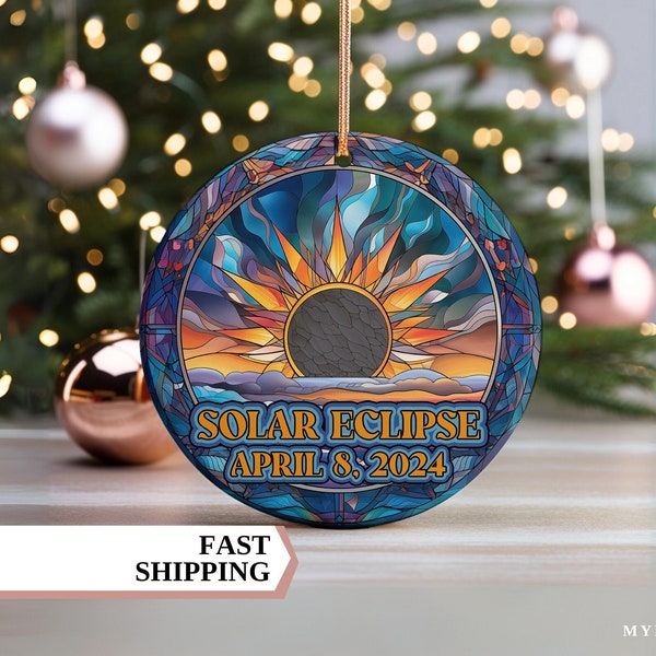 Solar Eclipse 2024 Ornament, Total Eclipse Ornament, Eclipse Keepsake, Eclipse Bauble, Holiday Gift, Celestial, Solar Eclipse Souvenir Gift