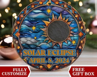 Solar Eclipse 2024 Ornament, Total Eclipse Ornament, Eclipse Keepsake, Eclipse Bauble, Holiday Gift, Celestial, Solar Eclipse Souvenir Gift