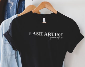 Camisa personalizada de artista de pestañas, técnicos de extensión de pestañas, artistas de pestañas, suministros comerciales de pestañas, esteticista, regalo para ella, camisa dotada