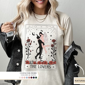 The Lovers Tarot Card T-Shirt, tarotkaart cadeau, de liefhebbers van tarot, gepersonaliseerde gift, grafische tshirt, paren matching, Halloween Gift, spooki