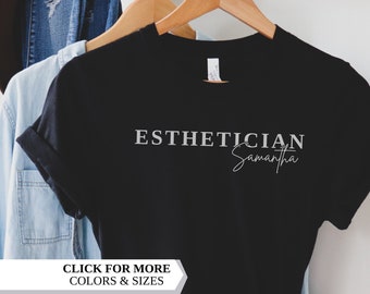 Maglietta personalizzata per estetista, regalo per estetista, estetista autorizzata, estetista personalizzato per la cura della pelle, professionista, terapista della pelle, Skin Babe
