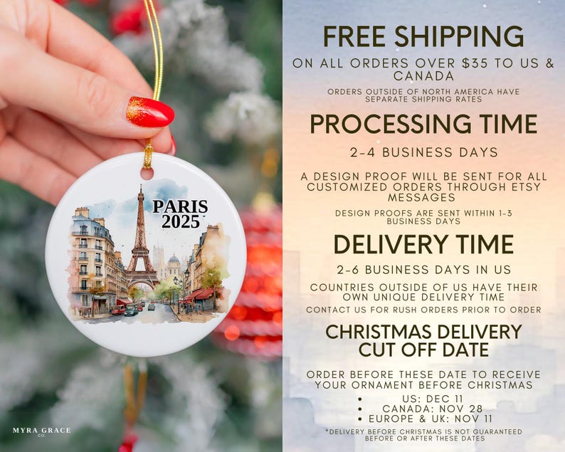 Paris Ornament Custom Gift Souvenir Bauble