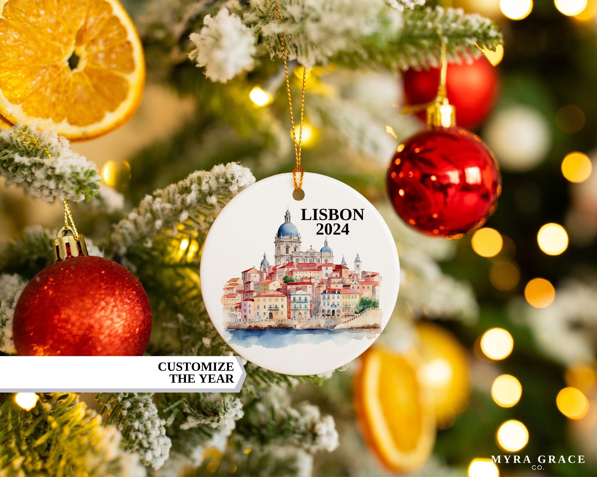 Lisbon Christmas Ornament, Lisbon Ornament, Christmas Ornaments, Lisbon Custom, Lisbon Personalized Ornament,Lisbon Bauble, Christmas,Lisbon
