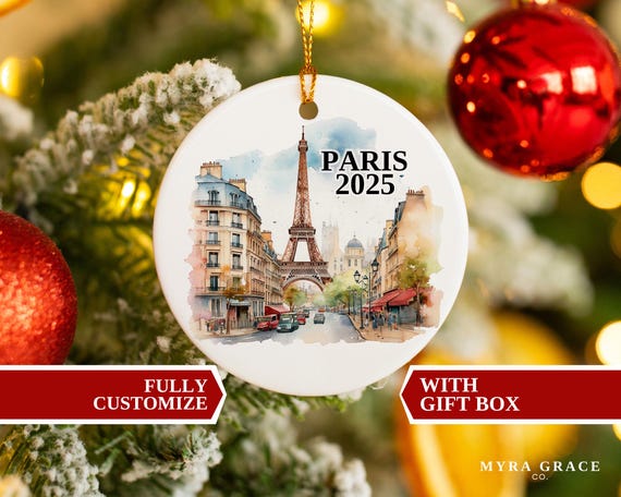 Paris Christmas Ornament, Paris Ornament, Christmas Ornaments, Paris Personalized, Paris Custom Ornament, Ornament Personalized, Christmas