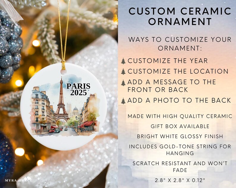 Paris Ornament Custom Gift Souvenir Bauble