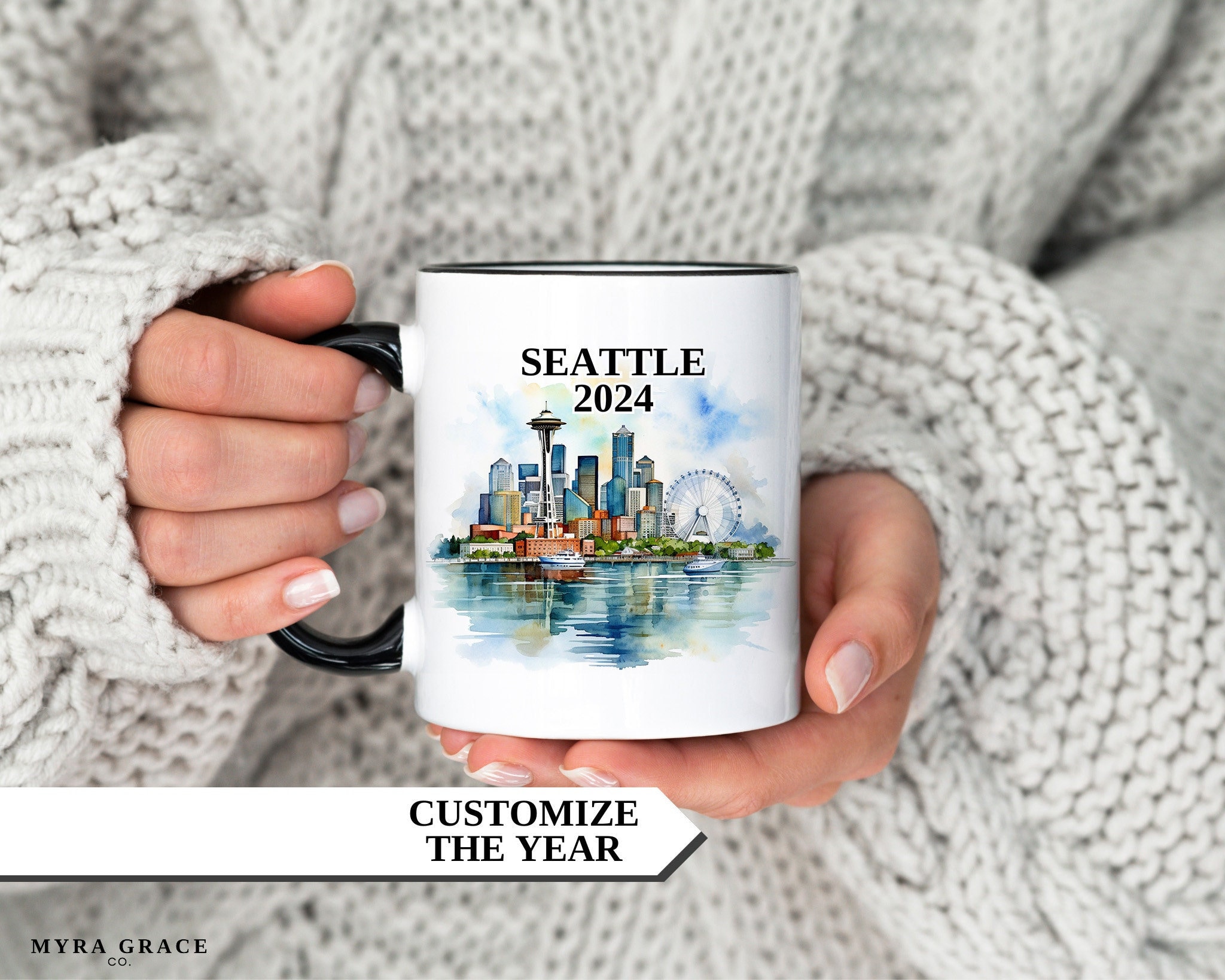 Seattle Mug, Personalized Seattle Coffee Mug, Seattle Custom Mug, Custom Gift Coffee Mug, Vacation Mug, Seattle Vacation,Seattle Travel Gift