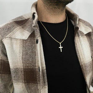 Dainty Cross Necklace, Gold Crucifix Necklace, Men&#39;s Gold Cross Necklace, Christian Jewelry, Cross Charm, Gift For Him, Christmas gift