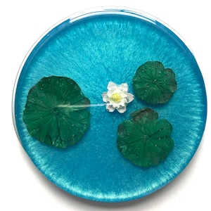 Lily pad & lotus flower resin coaster | lotus flower | lily pads | water | lake coaster