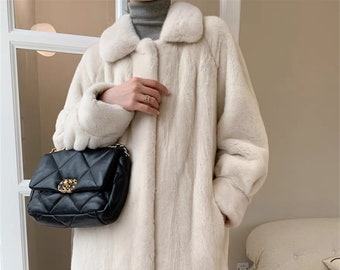 Yajiemen Women Faux Fur Coat Elegant Thick Warm Fashion Outerwear Long Fake Fur Jacket 
