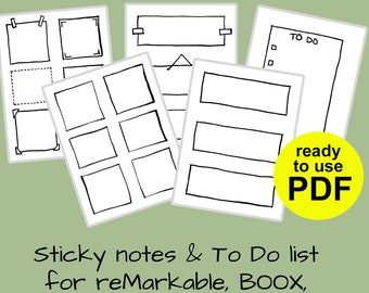 Sticky Notes, Mini Memo Bundle, Handdrawn Reusable Reminders, Simple TO DO List for reMarkable 2 Supernote Boox Kobo Kindle, PDF files e-ink