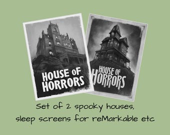Sleep Screen Bundle for reMarkable and other eWriters: Horror Cover, Custom Suspended Image, Freaks Set of 2 PNG Instant Download Wallpaper