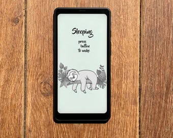 Screensaver for Boox Palma Wallpaper, Cute Sleepy Sloth on a Branch in the Jungle Lockscreen, Lock Screen, Instant Download E-ink Cover