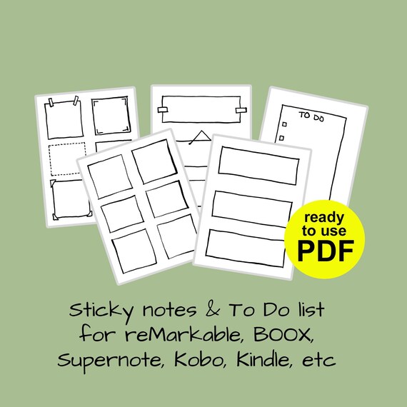 Sticky Notes, Mini Memo Bundle, Handdrawn Reusable Reminders, Simple TO DO List for reMarkable 2 Supernote Boox Kobo Kindle, PDF files e-ink