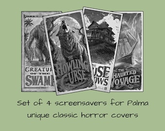 Screensaver for Boox Palma Wallpaper, Freaks Horror Set of 4 Lockscreens, Digital Bundle of Four Lock Screens, Instant Download E-ink Cover