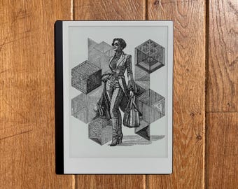 Sleep Screen for reMarkable: Stylish Woman Suspended Lock Screen Saver, Black Girl Shopping Designer Clothes eReader Etablet E-ink Wallpaper