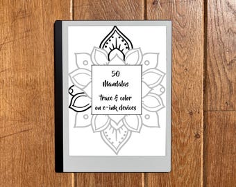 50 Bold and Easy Mandalas to Trace, Draw, Color for E-ink: reMarkable Paper Pro Kindle Scribe Boox Supernote, Instant Download Stress Relief