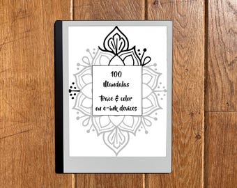 100 Bold & Easy Mandalas to Trace, Draw, Color for E-ink: reMarkable Paper Pro Kindle Scribe Boox Supernote, Instant Download Stress Relief