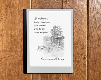 Sleep Screen for reMarkable: Inspirational Literary Quote by Thoreau, Suspended Lock Screen Saver, eWriter eReader Eink Etablet Wallpaper