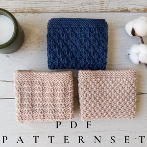 Digital Patterns // Easy Dishcloth Pattern Set // Beginner Knitting Patterns // Easy Washcloth Patterns