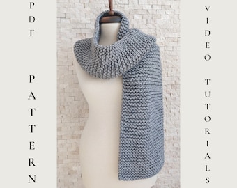 Digital Pattern // Easy Chunky Scarf Pattern  // Beginner Knitting Pattern // Scarf Knitting Pattern // Easy Scarf Knitting Pattern
