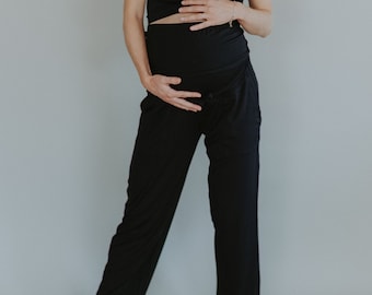 Pregnancy Pocket Pants Black from Tencel & is perfect for yoga