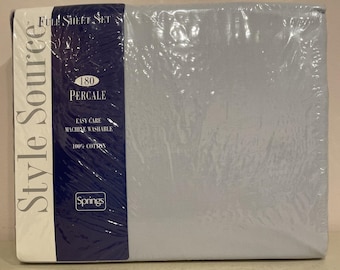 NEW Full Sheet Set 100% Cotton 6 Piece 180 Percale Light Blue Springs USA Made