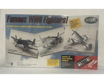 New In Still Sealed Box 1994 TESTORS 1/48 (3) WW2 Fighters Model Kit Value Pack