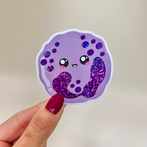 かわいい好塩基球グリッターステッカー | 白血球ステッカー | 顆粒球科学ステッカー/文房具 | 科学ステッカー