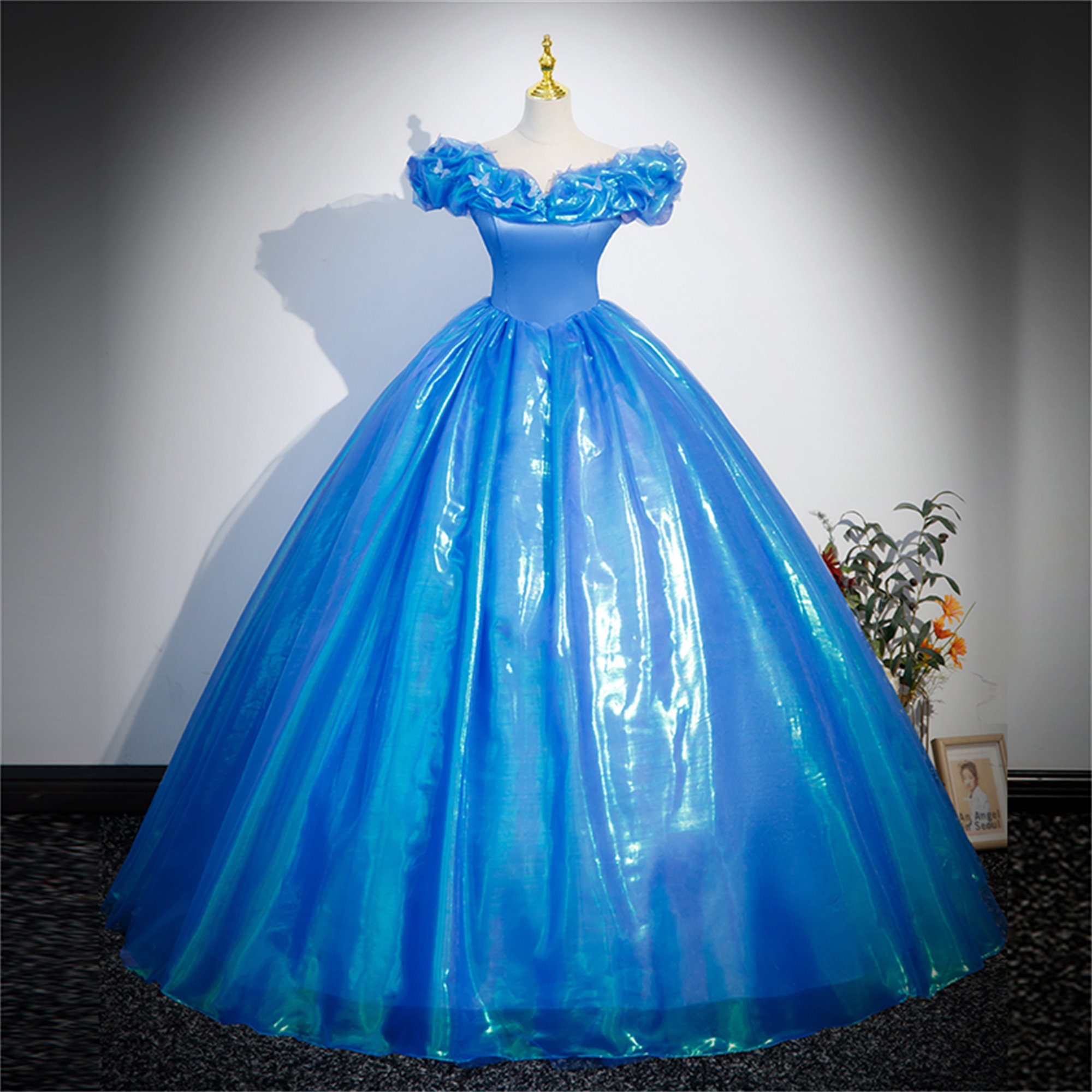 Cinderella Costume Dress Blue Butterfly Princess Dress Etsy