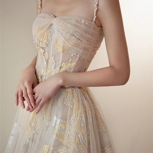 Champagne Dress with Pearls,Bows main image 0
