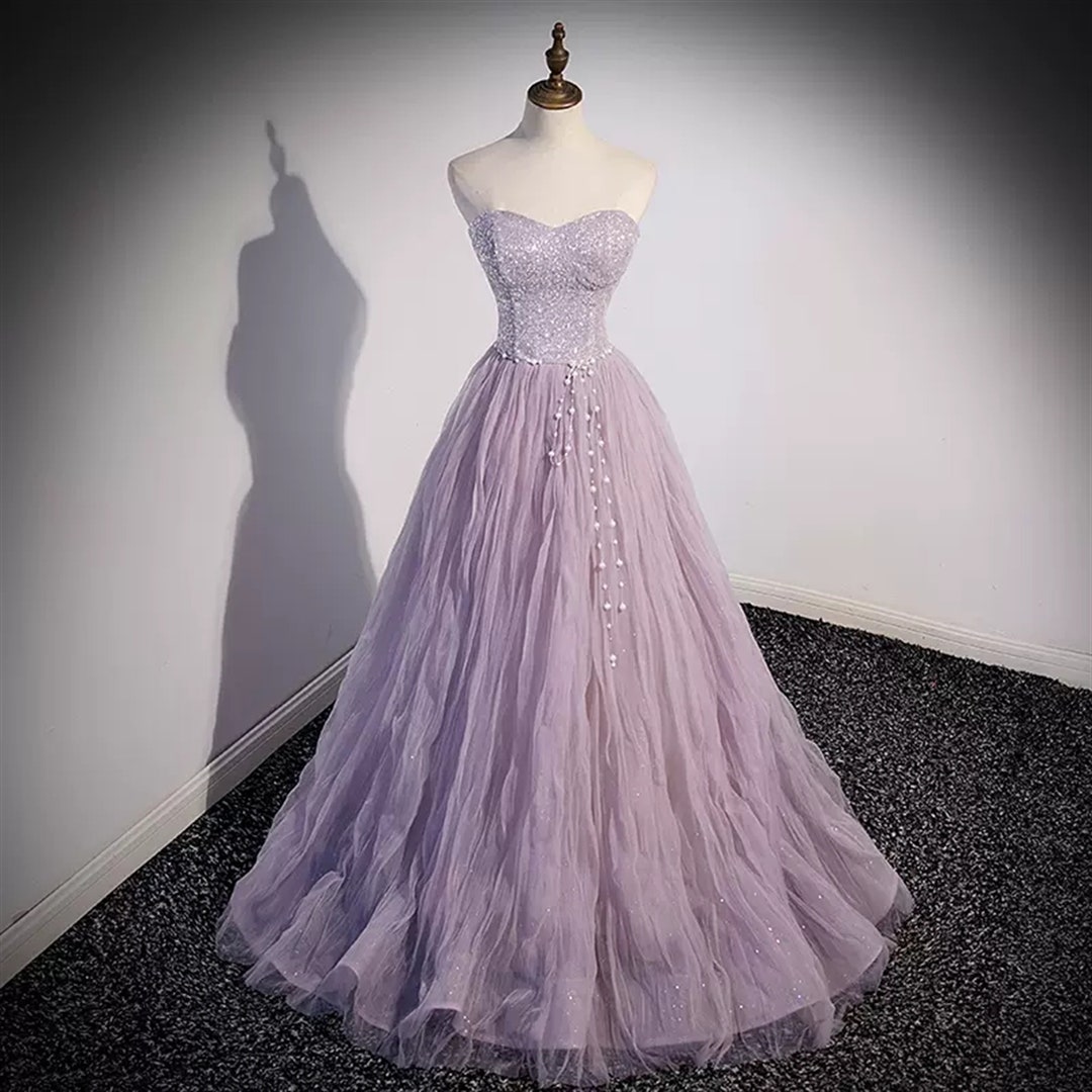 Lilac Purple Sequin Pearl Glitter Sparkle Dress Elegant Prom - Etsy