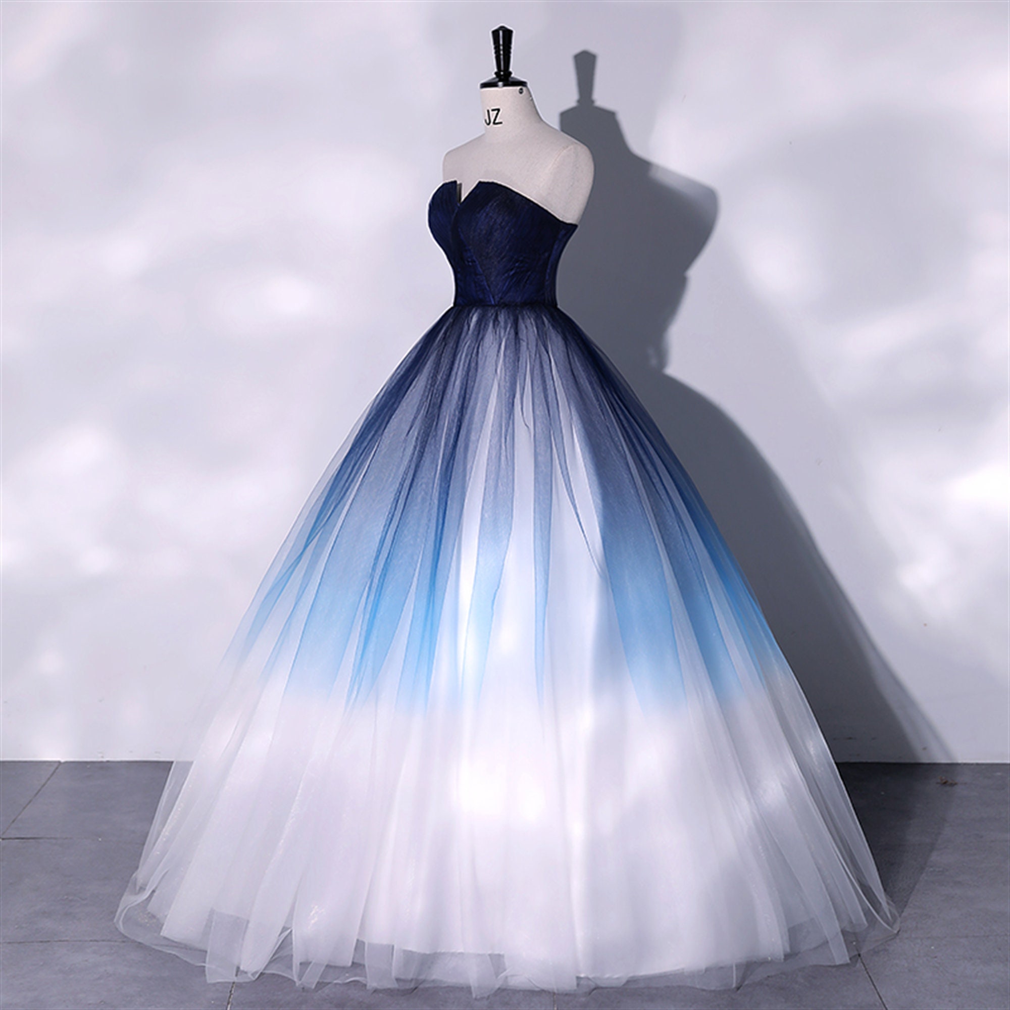 blue ombre ball gown