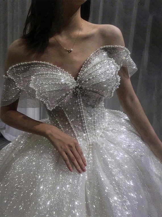 Butterfly Beads Sparkle Glitter Ivory Elegant Dress Prom - Etsy UK