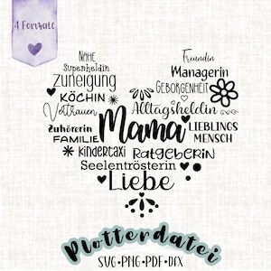 Plotterdatei Mama Muttertag Herz Worte