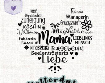 Plotter file mom mother's day heart words