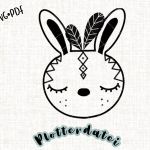 May include: Black and white line art illustration of a bunny with closed eyes and a feather headdress. The bunny has a geometric pattern on its face.