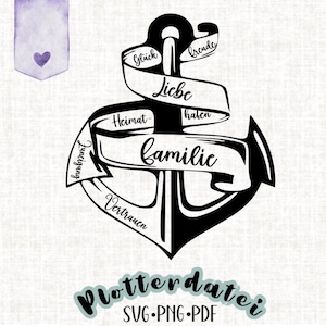 Plotterdatei Anker Familie, SVG, PNG, PDF, Clipart, Familienanker, Anker Spruch
