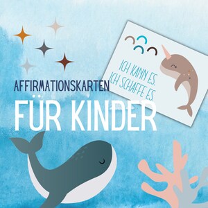 Tarjetas de afirmación para l niños, print, plantilla, alemán, ballenas, boho