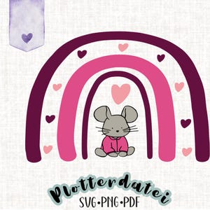 Plotter file mouse with rainbow boho