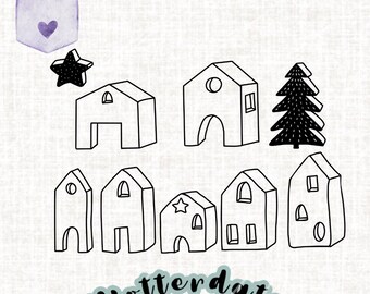 Plotter file Christmas houses svg