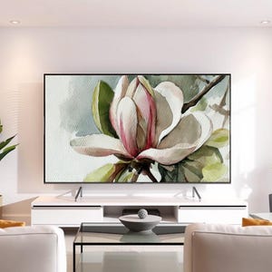 Magnolia en flor: obra de arte digital como fondo de TV (4K)