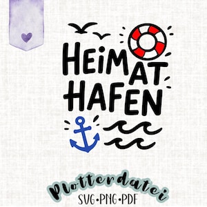 Fichier plotter « Home Port » – Motif d'ancre maritime avec lettrage – SVG PNG PDF
