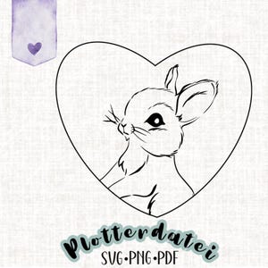 Fichier traceur, modèle d'impression, lapin dans un cœur, lapin, SVG, PNG, PDF, clipart