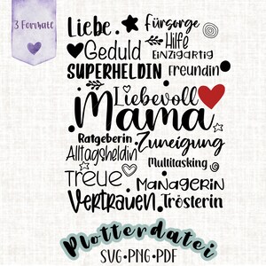 Plotter file Mom Mother&#39;s Day Words Poster SVG PNG PDF