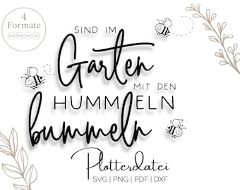 Plotter file, Are strolling in the garden with the bumblebees, garden sign