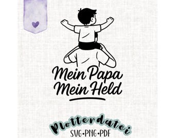 Arquivo de plotter "Meu Pai, Meu Herói" – Motivo do Dia dos Pais pai e filho – SVG PNG PDF