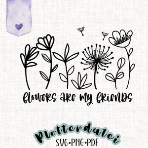 Plotterdatei Wildblumen und Spruch