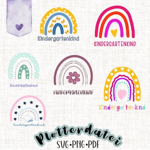 Kindergarten child Boho colorful rainbow set plotter file